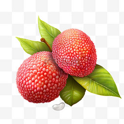 荔枝水果新鲜红色写实元素装饰图