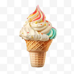 冰淇淋甜筒彩条写实元素装饰图案