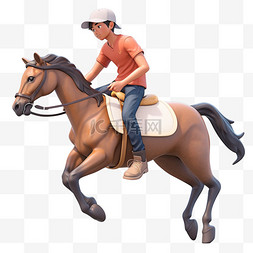 骑马的男子图片_亚运会3D人物竞技比赛骑马的白帽