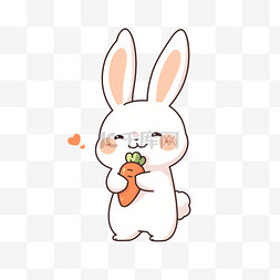 卡通兔子白色图片_可爱兔子胡萝卜手绘元素卡通