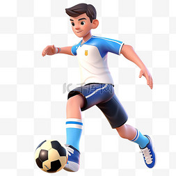 百赢足球图片_亚运会3D人物竞技比赛男孩在踢足