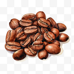 咖啡豆图片_水彩美味咖啡豆免扣元素