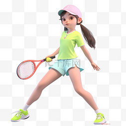 网球单打图片_亚运会3D人物竞技比赛女孩打网球