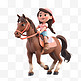 亚运会3D人物竞技比赛骑马的少女
