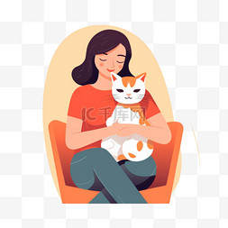 怀里抱着一只猫的女人