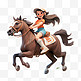 亚运会3D人物竞技比赛白帽女生在骑马