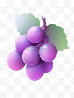 紫色磨砂图片_3d图标葡萄元素卡通