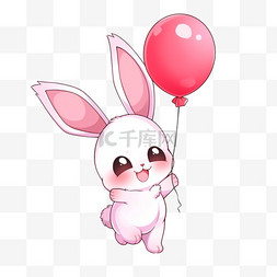 小兔可爱表情图片_可爱小兔气球卡通元素