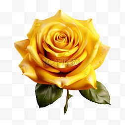 黄色玫瑰写实绽放元素装饰图案