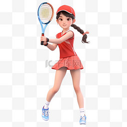 打网球比赛图片_亚运会3D人物竞技比赛少女打网球