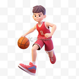 篮球体育竞技图片_亚运会3D人物竞技比赛运球少年