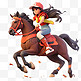 亚运会3D人物竞技比赛红帽女子骑马