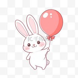 白色手绘气球图片_可爱小兔气球手绘元素卡通