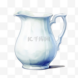水彩陶瓷奶壶免扣元素
