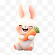 可爱兔子吃胡萝卜卡通3d元素