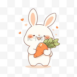 卡通兔子白色图片_可爱卡通兔子胡萝卜手绘元素