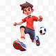 亚运会3D人物竞技比赛棕发男孩踢足球