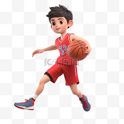 男孩打篮球图片_亚运会3D人物竞技比赛红衣青年打