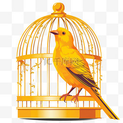 在鸟图片_关在笼子里的黄色鸟