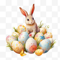 手绘火腿煎蛋图片_复活节彩蛋和兔子