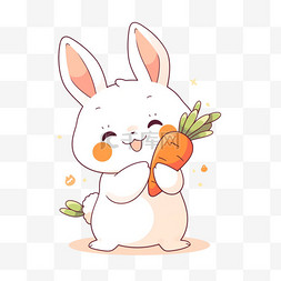 可爱兔子胡萝卜图片_手绘可爱兔子胡萝卜卡通元素