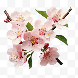 桃花盛开的桃花树枝写实元素装饰