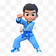 亚运会3D人物竞技比赛蓝衣男生练跆拳道
