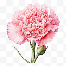 手绘水彩插画花朵图片_水彩美丽粉色康乃馨免扣元素