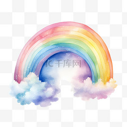 彩色手绘云图片_水彩好看彩虹免扣元素