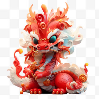 3d红色喜庆龙年中国龙