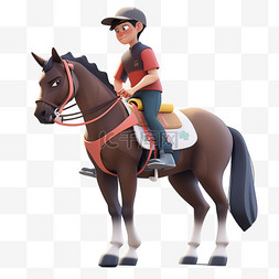 骑马的男子图片_亚运会3D人物竞技比赛骑马的少年