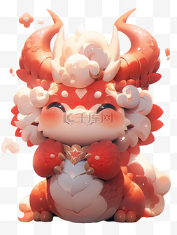 龙年可爱的中国神话小龙3D形象