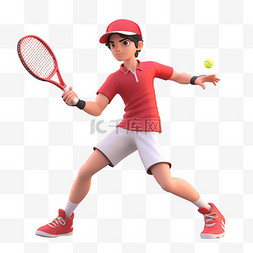 男生打网球图片_亚运会3D人物竞技比赛红色上衣男