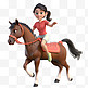 亚运会3D人物竞技比赛马尾女孩骑马