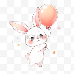 小兔可爱图片_可爱小兔气球卡通手绘元素