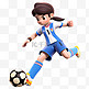 亚运会3D人物竞技比赛棕短发的女子踢足球