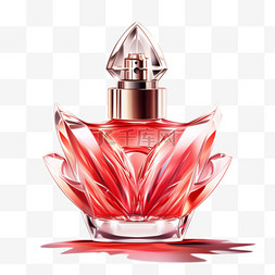 香水瓶盖子图片_红色尖锐线条张扬香水瓶写实元素