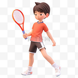 男生打网球图片_亚运会3D人物竞技比赛红衣男孩打