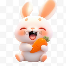 吃胡萝卜图片_可爱兔子吃胡萝卜3d元素