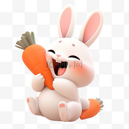 可爱元素兔子吃胡萝卜卡通3d