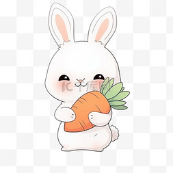 胡萝卜手绘背景图片_可爱兔子卡通胡萝卜元素
