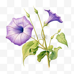 紫色花朵图片_水彩淡紫色喇叭花免扣元素