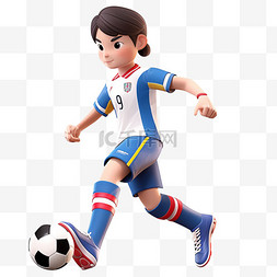 踢足球立体图片_亚运会3D人物竞技比赛短发少女踢