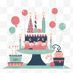 生日快乐，平面设计，配蛋糕和蜡