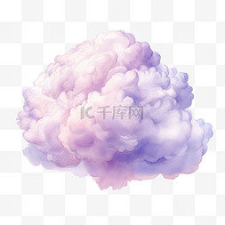 水彩淡紫色云朵免扣元素