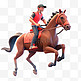 亚运会3D人物竞技比赛骑马的红衣男人