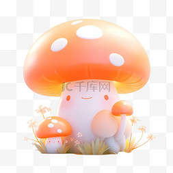 背景小花图片_卡通元素蘑菇拟人化3d