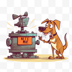 禁止的标志手绘图片_机器人向吠叫的狗展示禁止标志