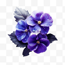 紫罗兰深紫色有露水写实元素装饰