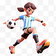 亚运会3D人物竞技比赛一位少女踢足球